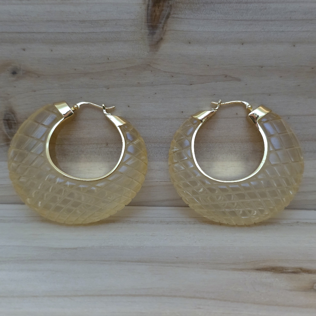 Celine Quilted Lucite Hoop Earrings 525$